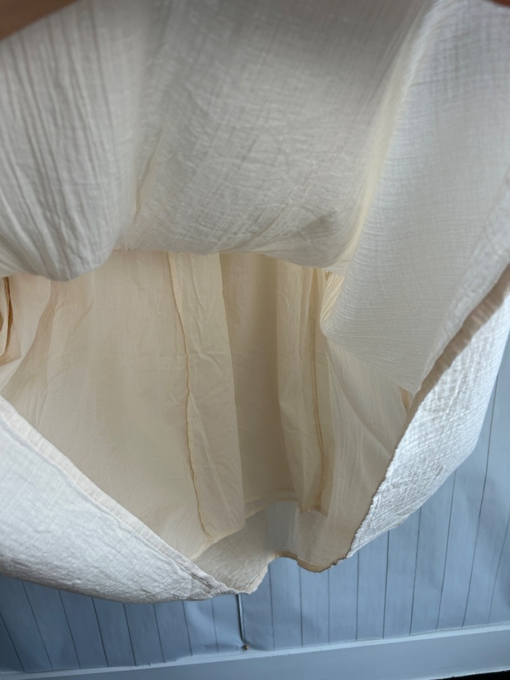 Quince size M gauze tiered maxi dress 100% organic cotton cream v-neck NEW - Picture 7 of 12